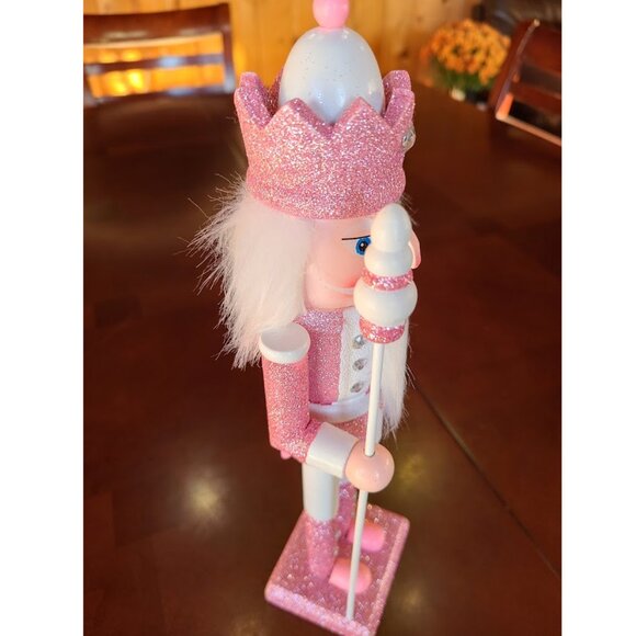 Pink Christmas Nutcracker Soldier Wooden Statue Holiday Decor Xmas Decoration - Picture 7 of 15